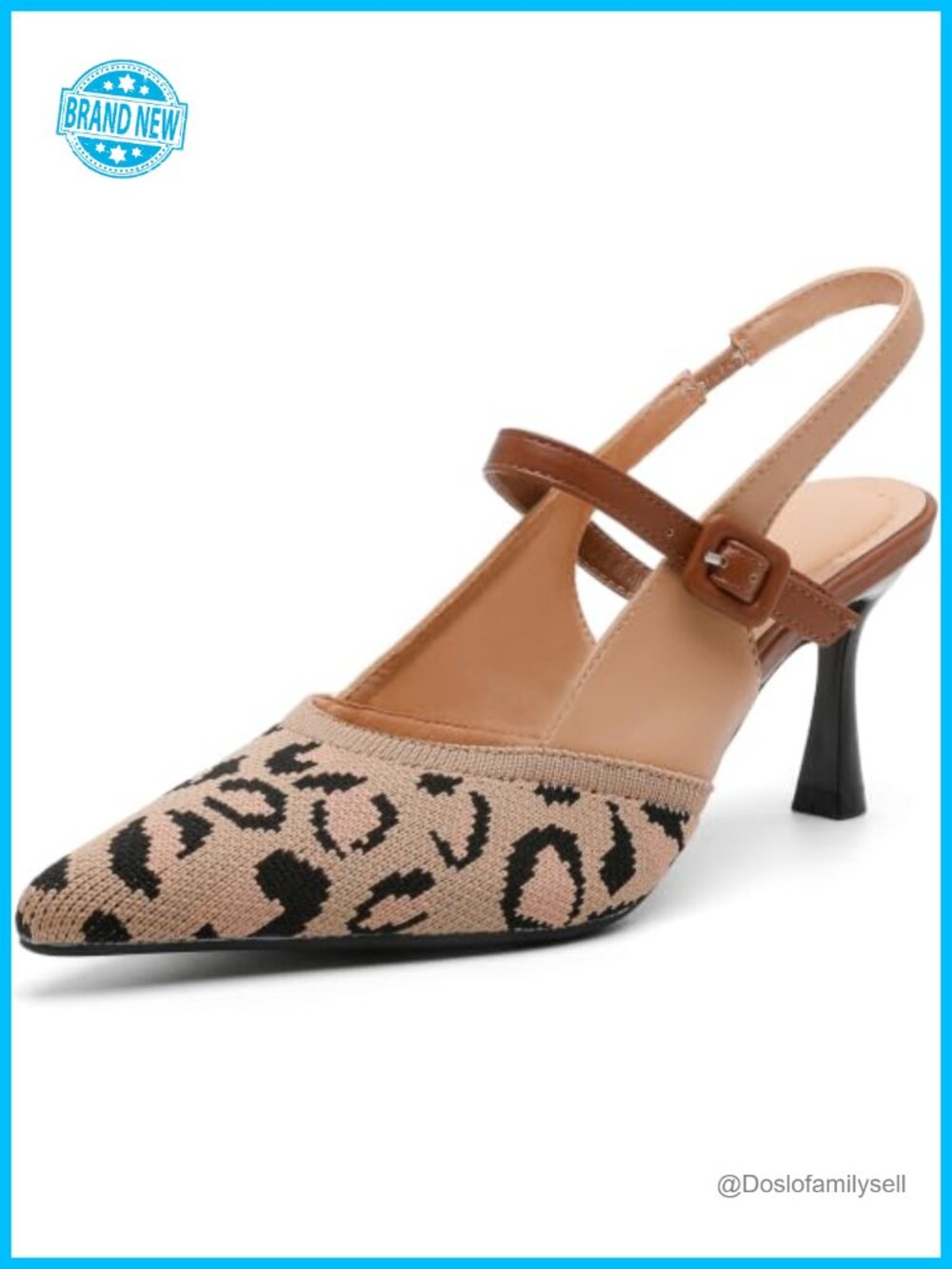 Pointed Toe Slingback Stiletto Dress Pumps - Knit Closed Toe Heels
